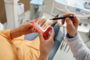 Woman at her dental implant consultation 